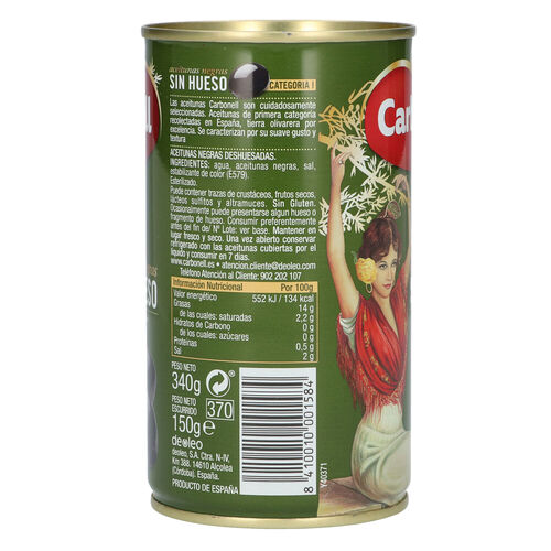 ACEITUNA NEGRA CARBONEL SIN HUESO 340g image number