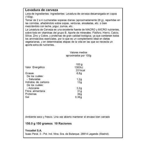 LEVADURA DE CERVEZA NATURTIERRA 150g image number