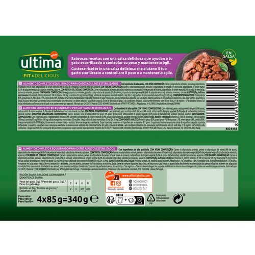 Alimento humedo para gato fit pescado ULTIMA 4x85g image number