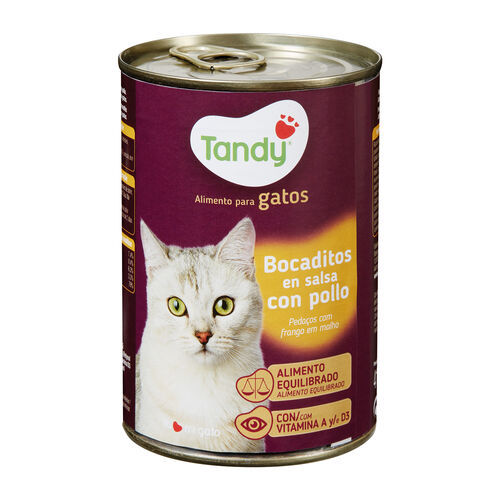 Comida h&uacute;meda para gato adulto bocaditos en salsa con pollo TANDY 415g image number