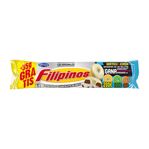 Galletas ba&ntilde;adas con chocolate blanco FILIPINOS ARTIACH 93+35g gratis image number