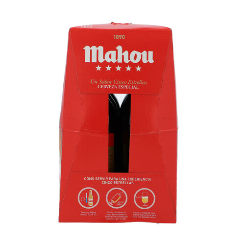 CERVEZA MAHOU 5 ESTRELLAS 25cl PACK 6 BOTELLINES image number