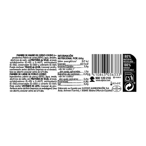 Fiambre York ELPOZO 300g+50g image number
