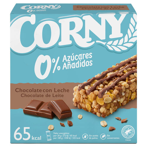 Barritas de muesly con chocolate con leche 0% az&uacute;cares CORNY 6x20g image number