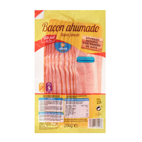 Bacon ahumado sin piel ALTEZA 200g image number