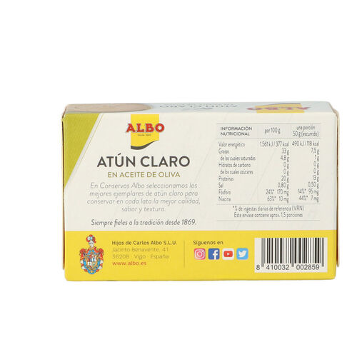 At&uacute;n claro en aceite de oliva ALBO 112g image number
