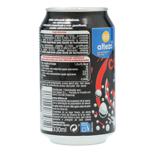 Refresco cola cero ALTEZA lata 33cl image number