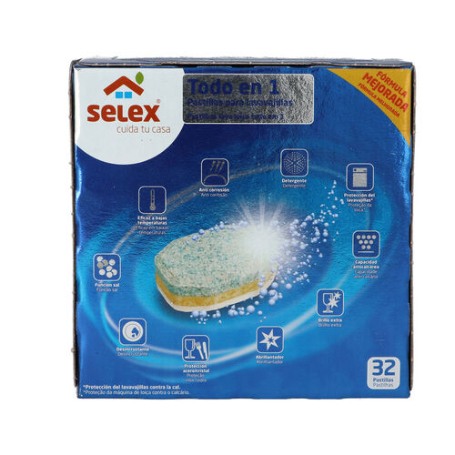 LAVAVAJILLAS PASTILLAS SELEX TODO EN 1 30LAVADOS image number