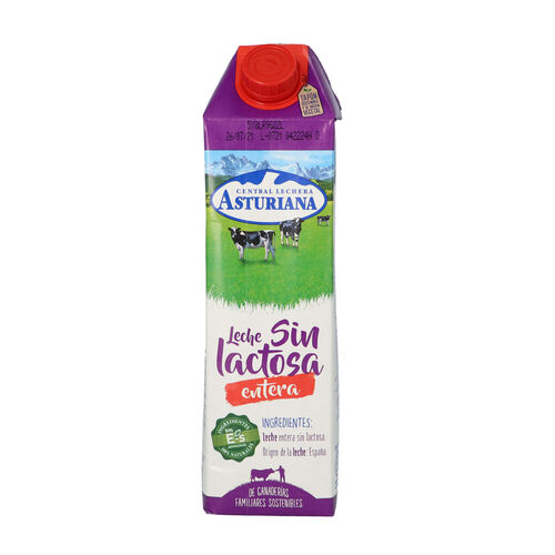 Leche sin lactosa entera Central Lechera ASTURIANA 1L image number
