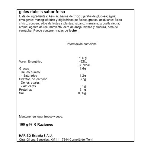 REGALIZ MEGA TORCIDA SABOR FRESA HARIBO 160g image number