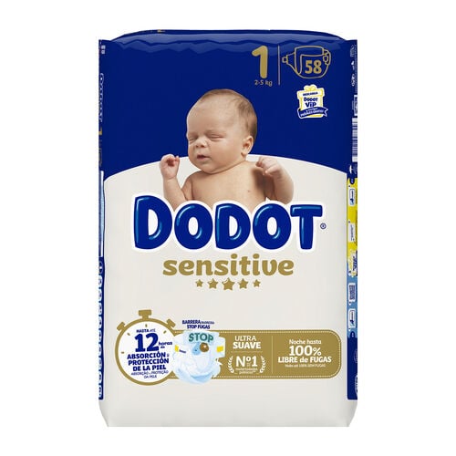 PAÑAL SENSITIVE DODOT TALLA 1 58uds image number