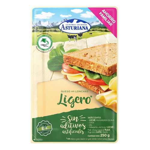 QUESO EN LONCHAS LIGERO CENTRAL LECHERA ASTURIANA 250g image number