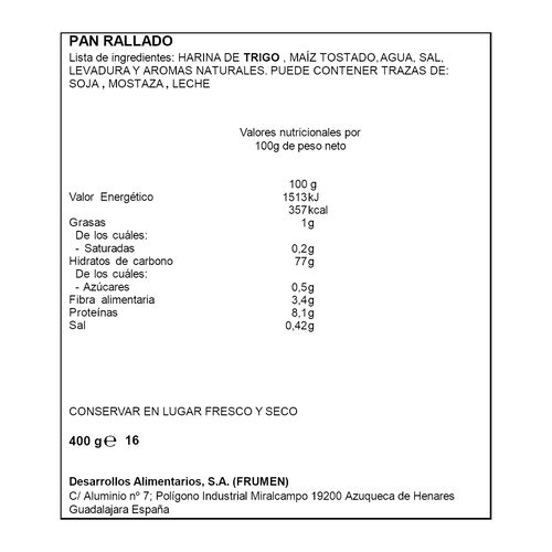 PAN RALLADO ALTEZA CRUJIENTE 400g image number