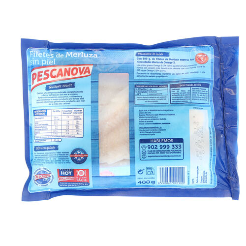 Merluza congelada filetes sin piel PESCANOVA 400g image number