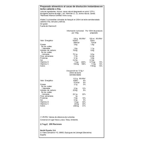 Cacao soluble instantaneo NESQUIK 2,7kg image number