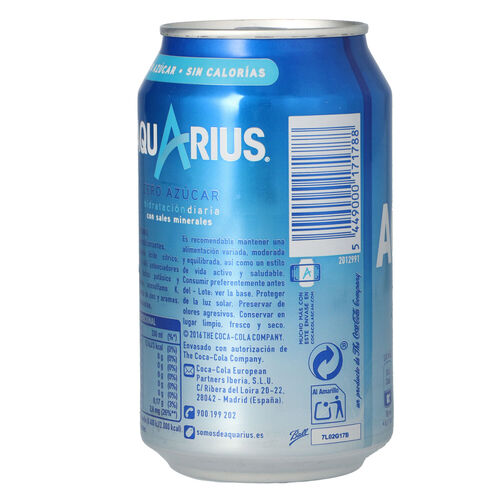 Bebida isot&oacute;nica AQUARIUS Zero 33cl image number
