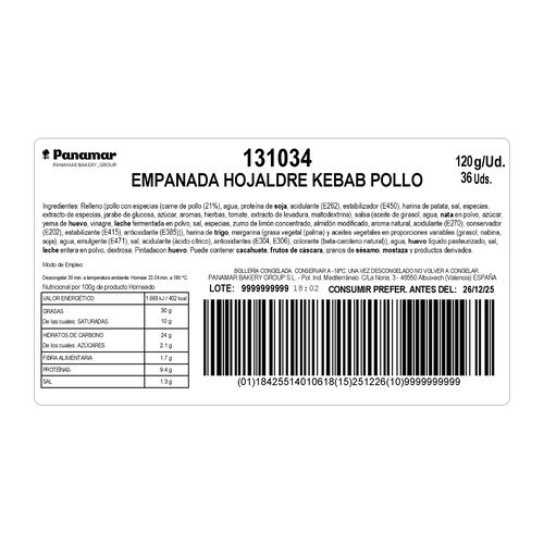 Empanada de hojaldre kebab de pollo 120g image number