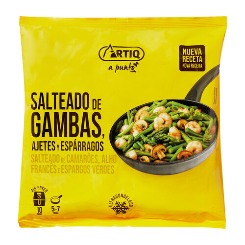 Salteado de gambas, ajetes y esp&aacute;rragos congelado ARTIQ 400g image number