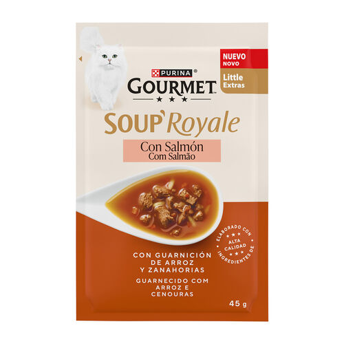 Comida h&uacute;meda para gato adulto Soup Royale con salm&oacute;n GOURMET 45g image number
