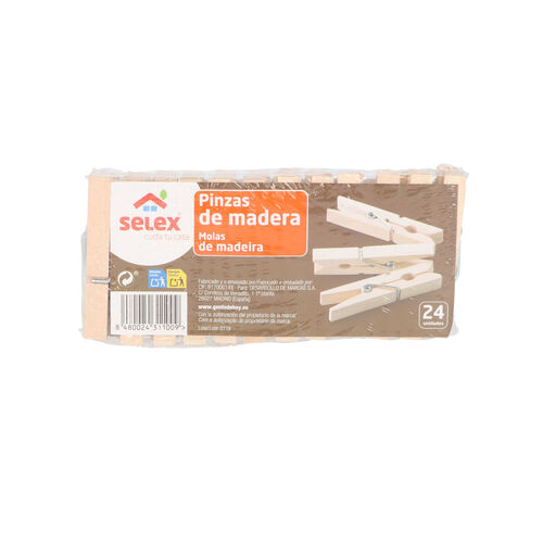 PINZAS SELEX MADERA 24uds image number