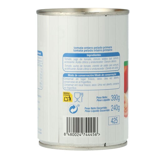 TOMATE ALTEZA ENTERO PELADO 390g image number