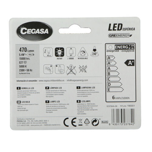BOMBILLA LED FIL ESF 4W E27 FRIA image number