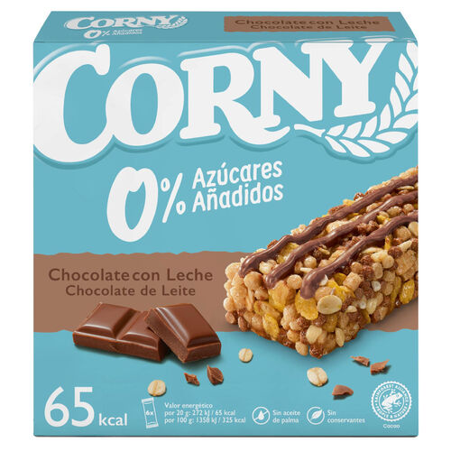 Barritas de muesly con chocolate con leche 0% azúcares CORNY 6x20g image number