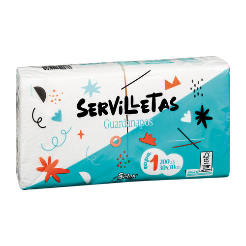 Servilletas blancas 1 capa 30x30cm SELEX 200uds image number