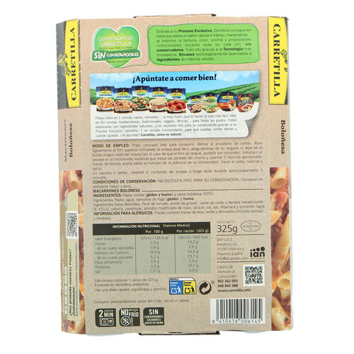 Macarrones bolo&ntilde;esa CARRETILLA 325g image number