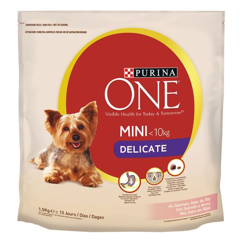 PIENSO PERRO MINI DELICATE CON SALMÓN Y ARROZ PURINA ONE 1,5kg image number