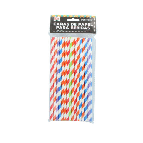 Pajitas ca&ntilde;as papel colores 50uds image number