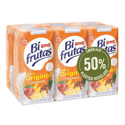 FRUTA + LECHE BIFRUTAS PASCUAL TROPICAL PACK 6x200ml image number