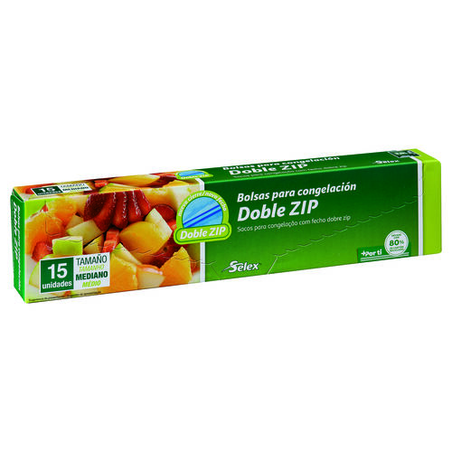 Bolsas para congelaci&oacute;n Doble ZIP tama&ntilde;o mediano SELEX 3,5L 15uds image number