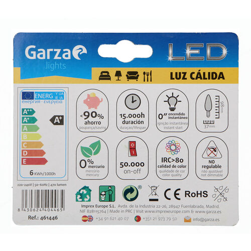 BOMBILLA CEGASA LED VELA 54W E14 CALIDA image number