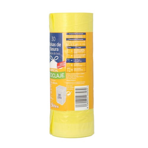 BOLSA DE BASURA AMARILLA AUTOCIERRE SELEX 30L 30uds image number