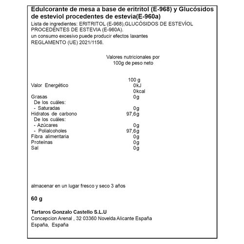 Edulcorante de STEVIA ALTEZA 60 sobres image number