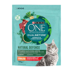 Comida seca para gato esterilizado con espirulina y buey pienso PURINA ONE 750g