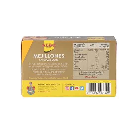Mejillon ALBO escabeche 9/13p 115g image number