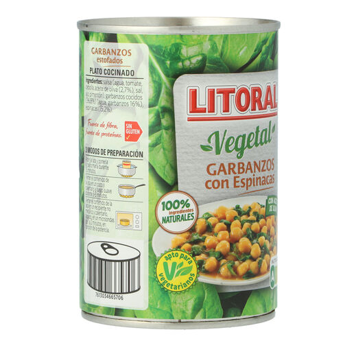 Garbanzos con espinacas LITORAL 425g image number