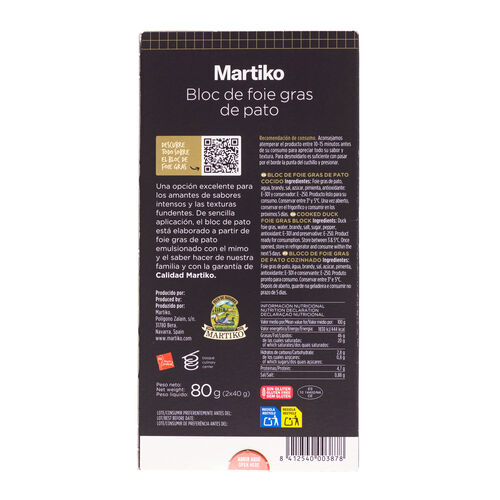 Bloc de foie gras de PATO MARTIKO 2x40g image number
