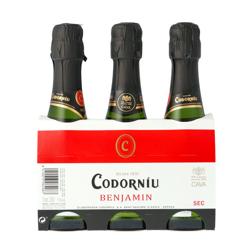 CAVA BENJAMIN T.R. 8 PAK 3B 0.200L..CODORNIU BENJAMIN.CAVA SECO PRESENTADO EN CAJA DE CARTON CON 8 PACKS DE 3 BOTELLAS DE.02 LITROS D.O. CAVA image number