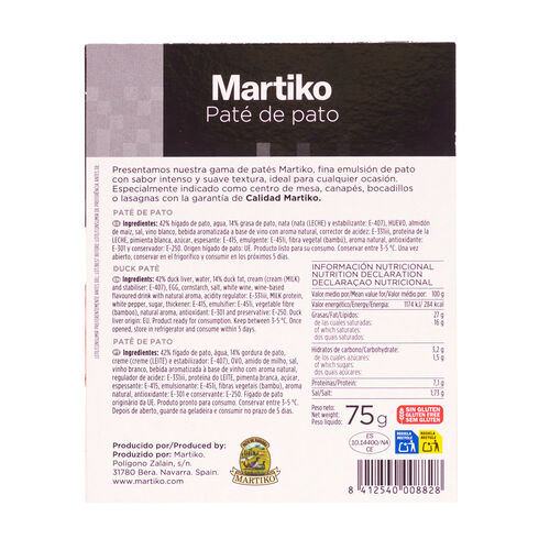 Pat&eacute; de PATO Superior MARTIKO 75g image number