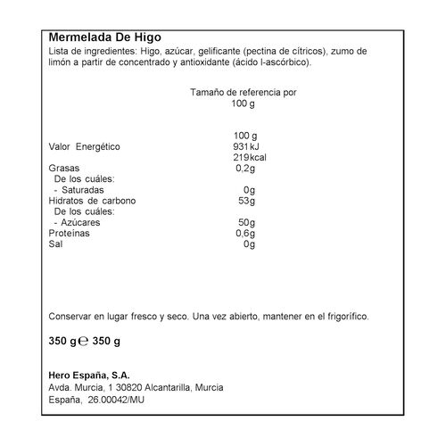 Mermelada de higo de temporada HERO 350g image number