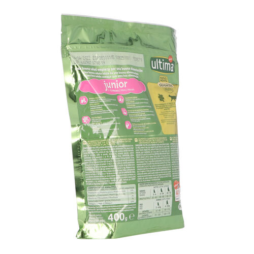 Comida seca para gato junior con pollo y arroz pienso ULTIMA 400g image number