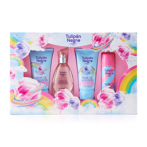 ESTUCHE NUBE ALGODÓN TULIPAN NEGRO "GEL BAÑO+EAU TOILETTE+BODY+DEO" image number