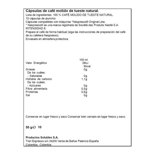 CAFE EXPRESO COLOMBIA ALTEZA 10CAPSULAS image number