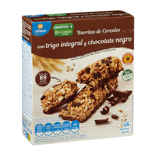 Barritas de cereales con trigo Integral y chocolate negro ALTEZA 6uds 129g image number