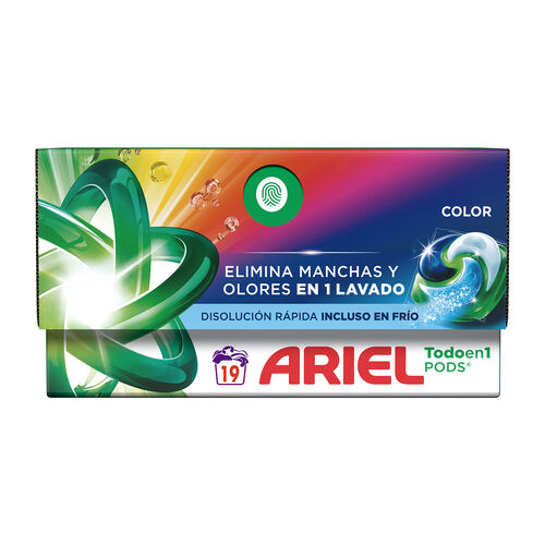 Detergente en c&aacute;psulas Todoen1 Color ARIEL 19 lavados image number