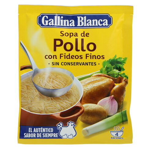 Sopa de pollo con fideos finos GALLINA BLANCA 71g image number