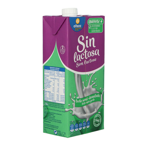 LECHE SEMIDESNATADA SIN LACTOSA ENRIQUECIDA EN VITAMINAS A D E Y B9. UHT image number